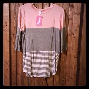 3/4 sleeves color block top